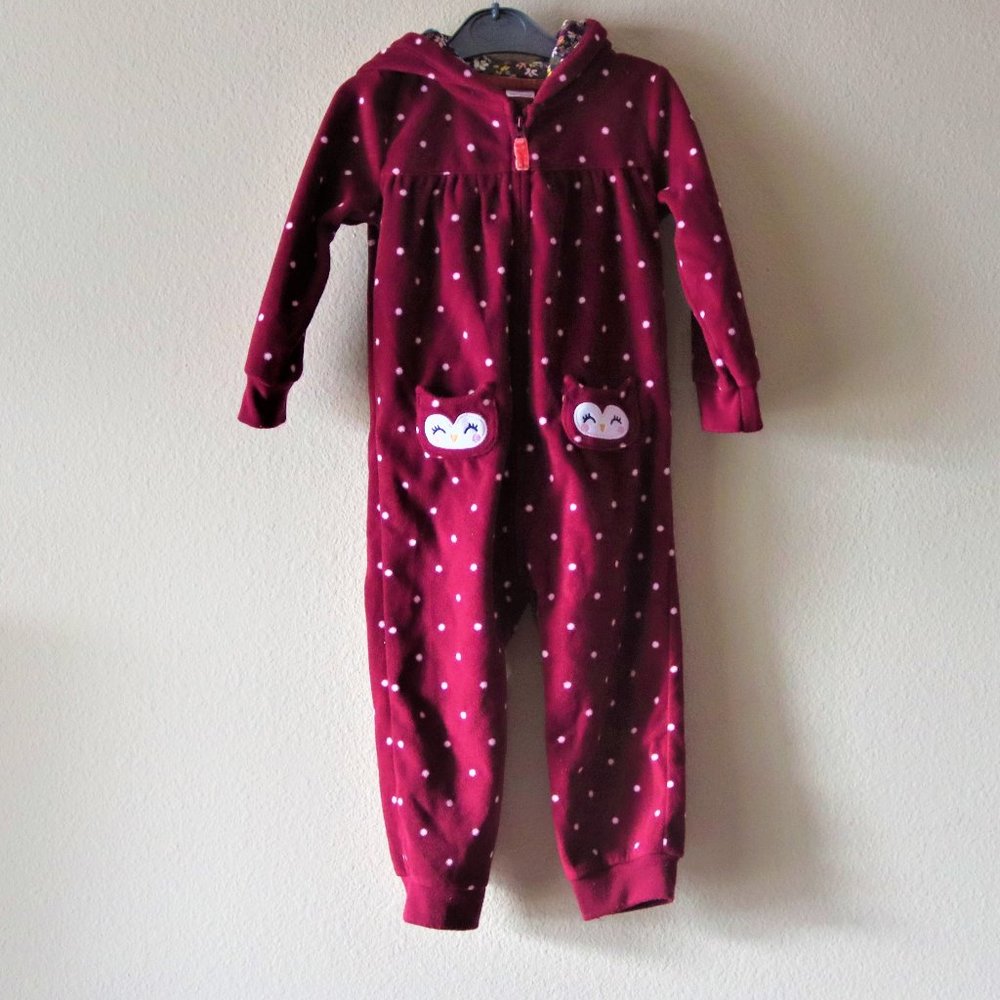 Baby Girl Fleece Owl Jumpsuit